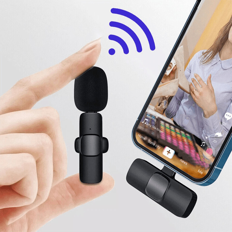 Mini Wireless Lavalier Mic Audio Video Recording Microphone For IPhone Vlogging Interviews 0