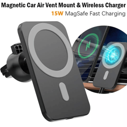 magsafe magnetic car mount wireless charger for iphone, air vent phone holder with fast charging support