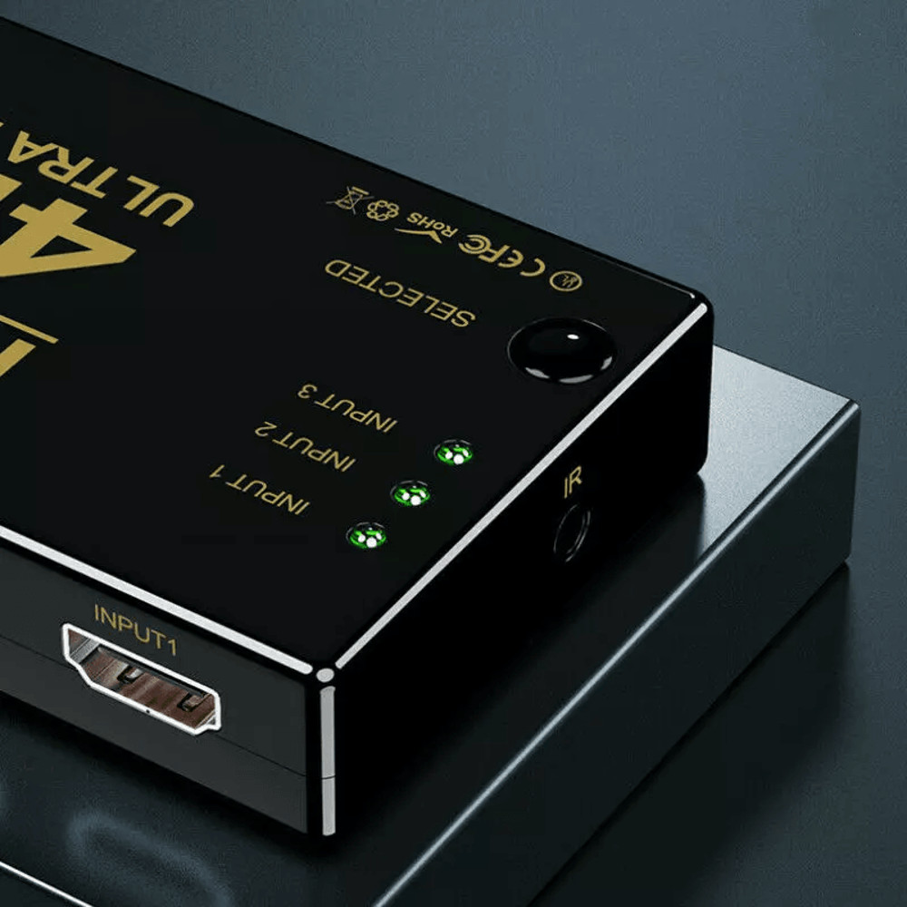 4K HDMI Cable Splitter Switcher Box Hub With IR Remote Control 2