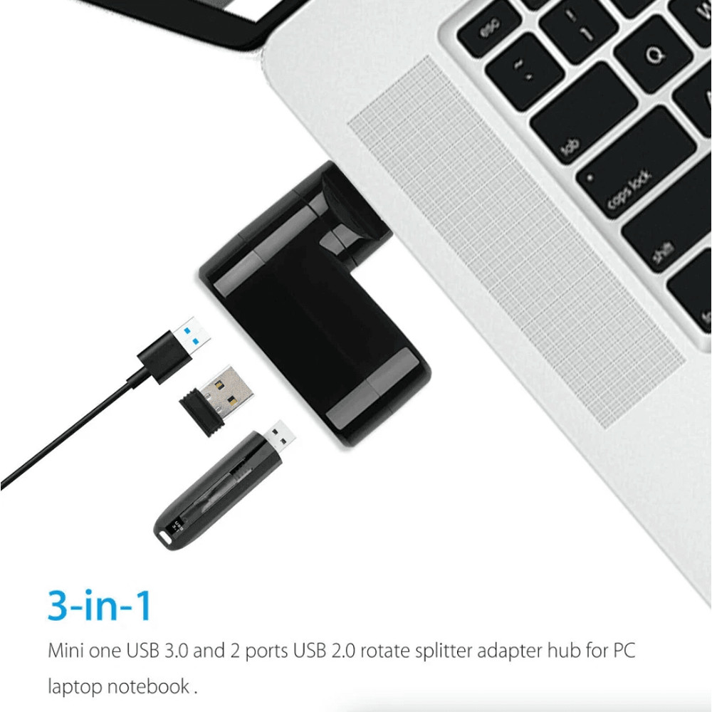 HighSpeed 3Port USB Hub Splitter Compact Expansion Adapter For Desktop Laptop 2
