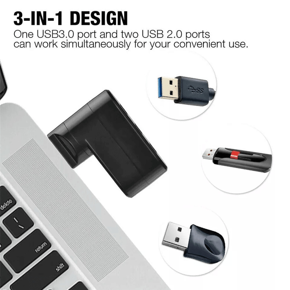HighSpeed 3Port USB Hub Splitter Compact Expansion Adapter For Desktop Laptop 5