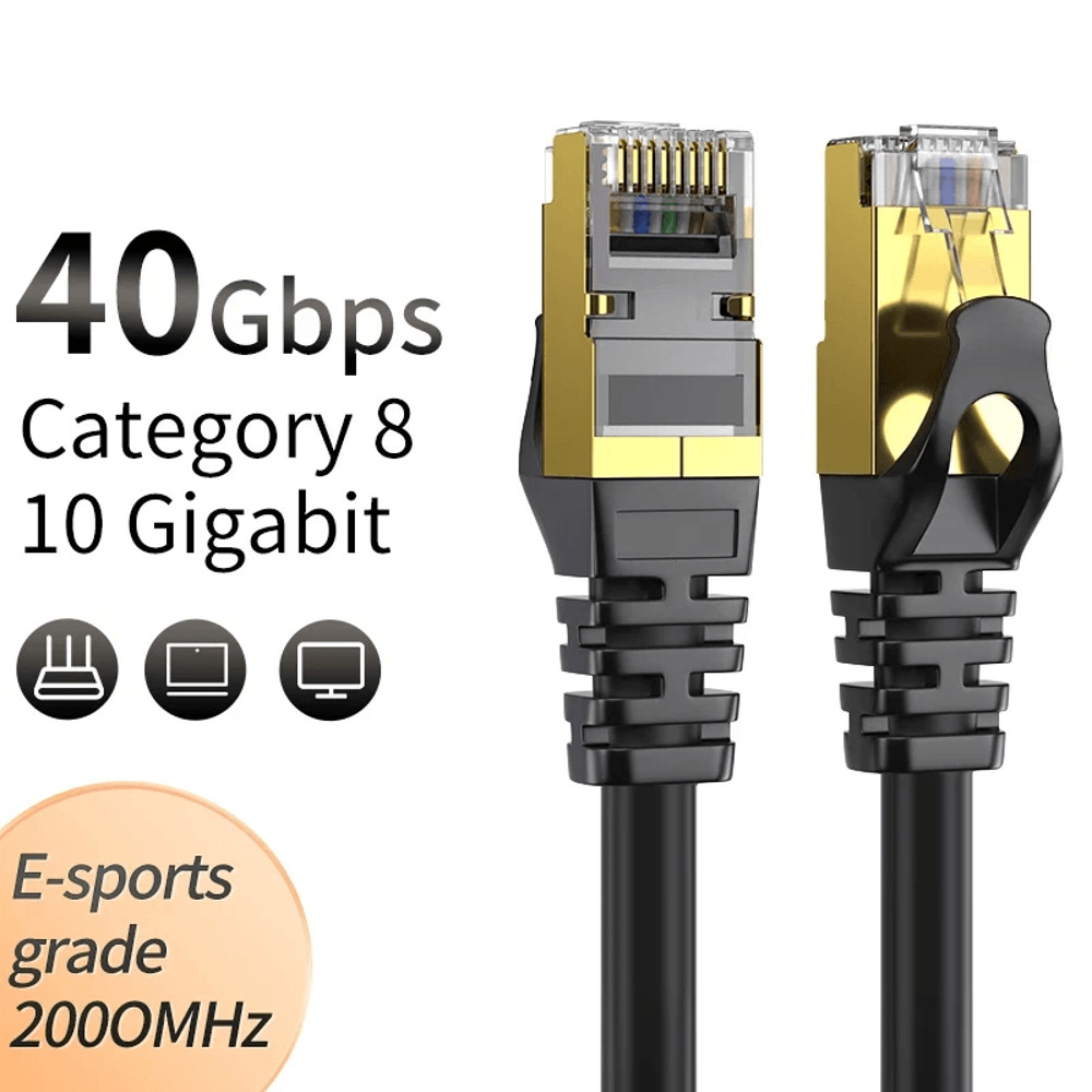 HighSpeed Cat 8 RJ45 Ethernet Cable LAN Network Patch Cord GoldPlated Connectors 0