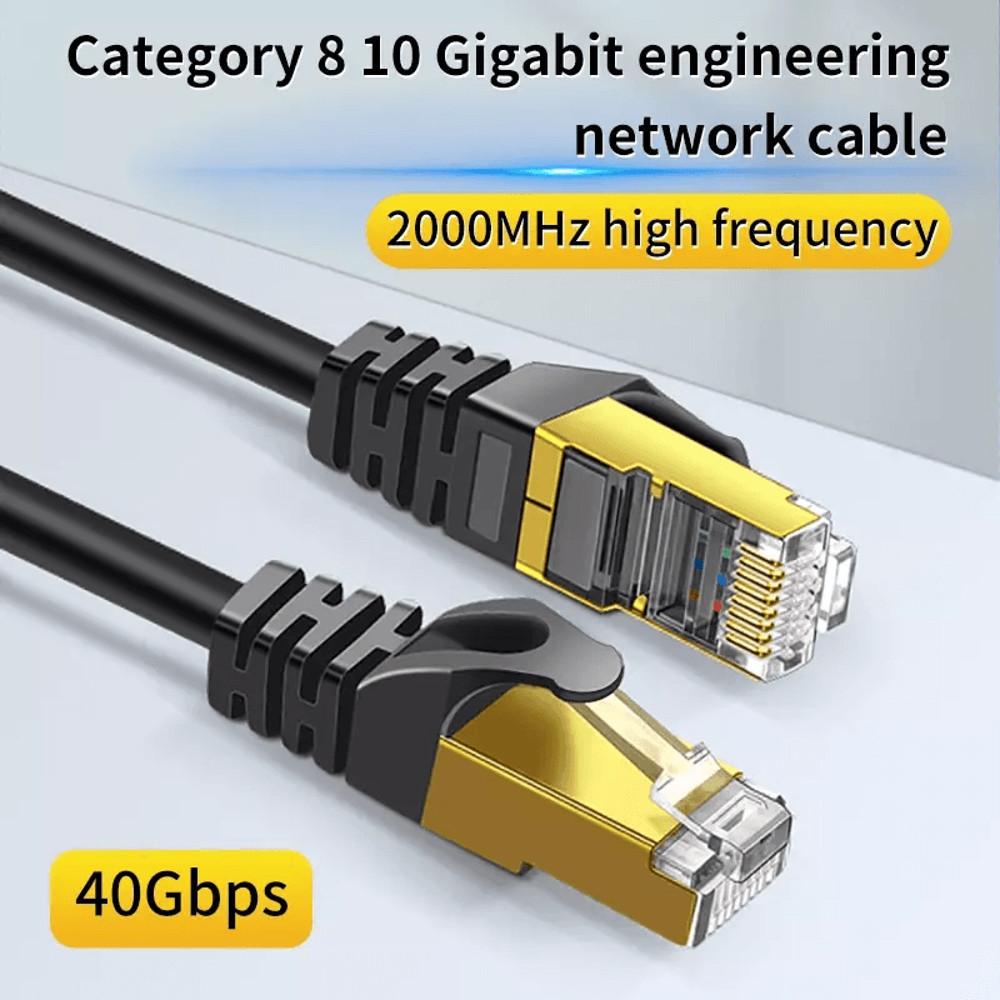 HighSpeed Cat 8 RJ45 Ethernet Cable LAN Network Patch Cord GoldPlated Connectors 1