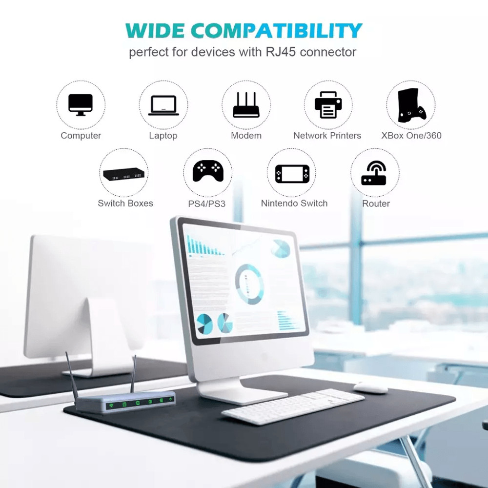 HighSpeed Cat 8 RJ45 Ethernet Cable LAN Network Patch Cord GoldPlated Connectors 2