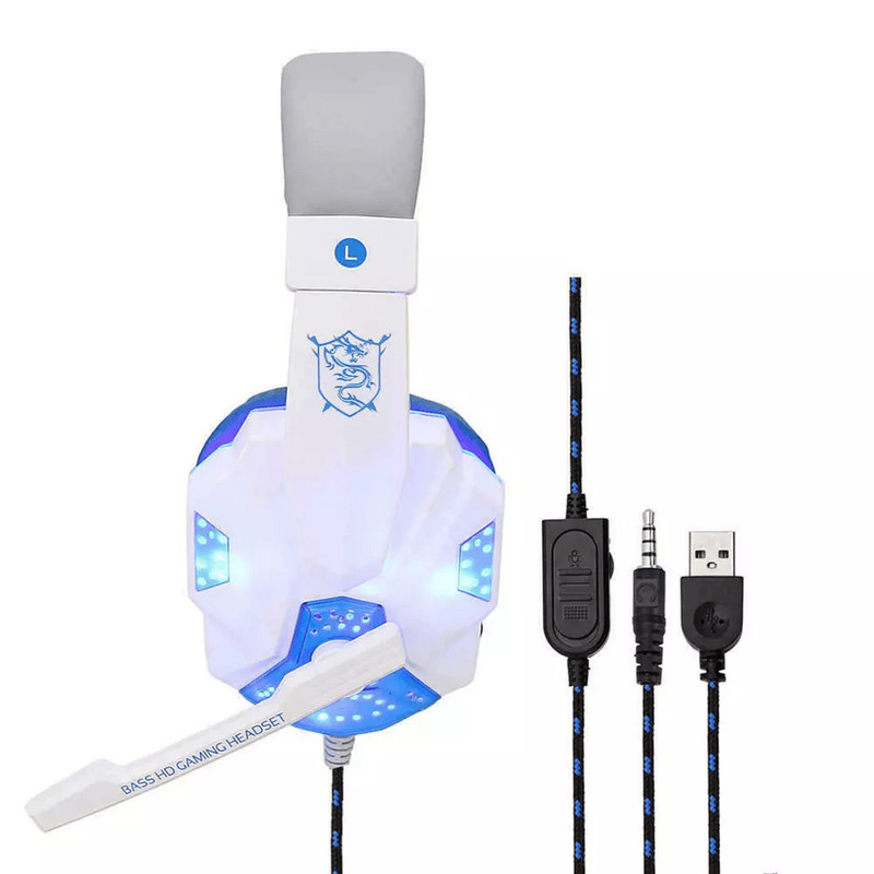 Gaming Headset With Mic LED Lights Stereo Bass Surround For PC PS4 Xbox One 3
