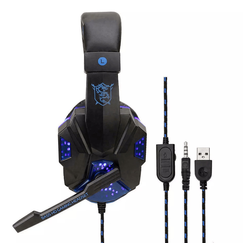 Gaming Headset With Mic LED Lights Stereo Bass Surround For PC PS4 Xbox One 1