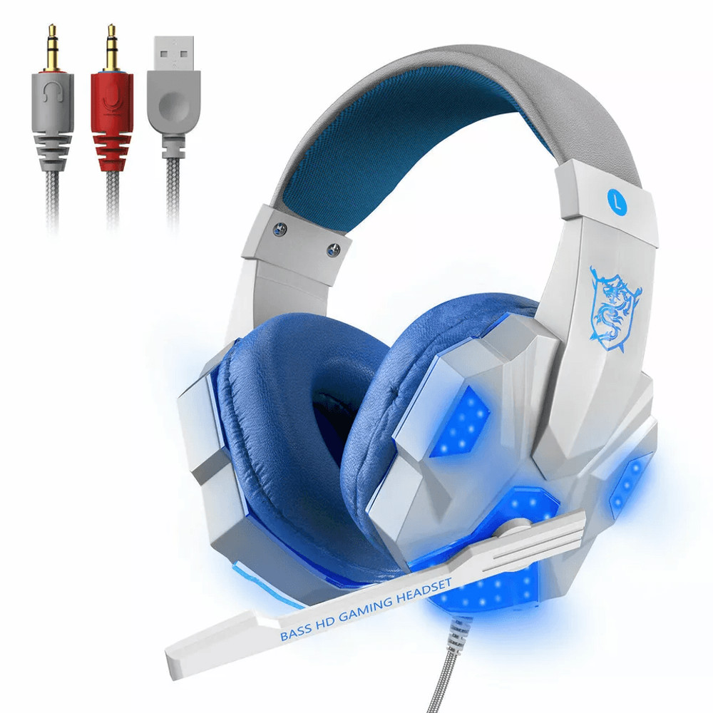 Gaming Headset With Mic LED Lights Stereo Bass Surround For PC PS4 Xbox One 2