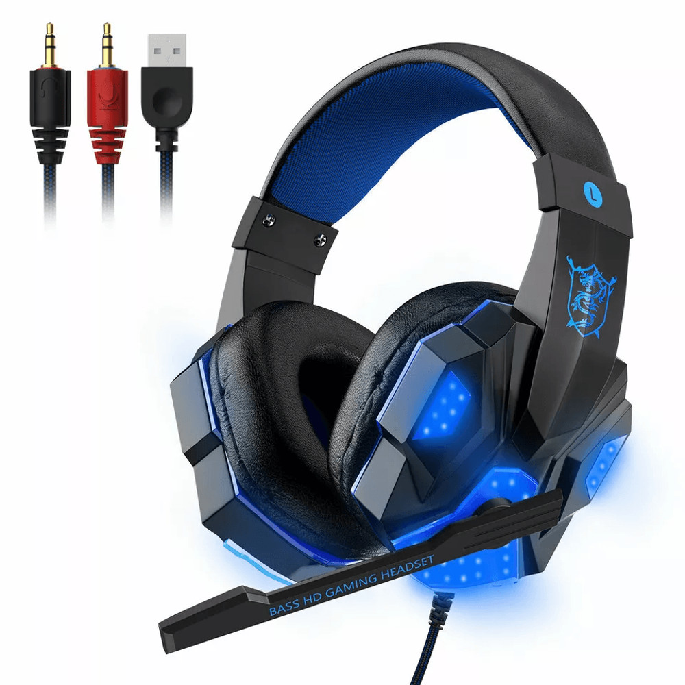 Gaming Headset With Mic LED Lights Stereo Bass Surround For PC PS4 Xbox One 0
