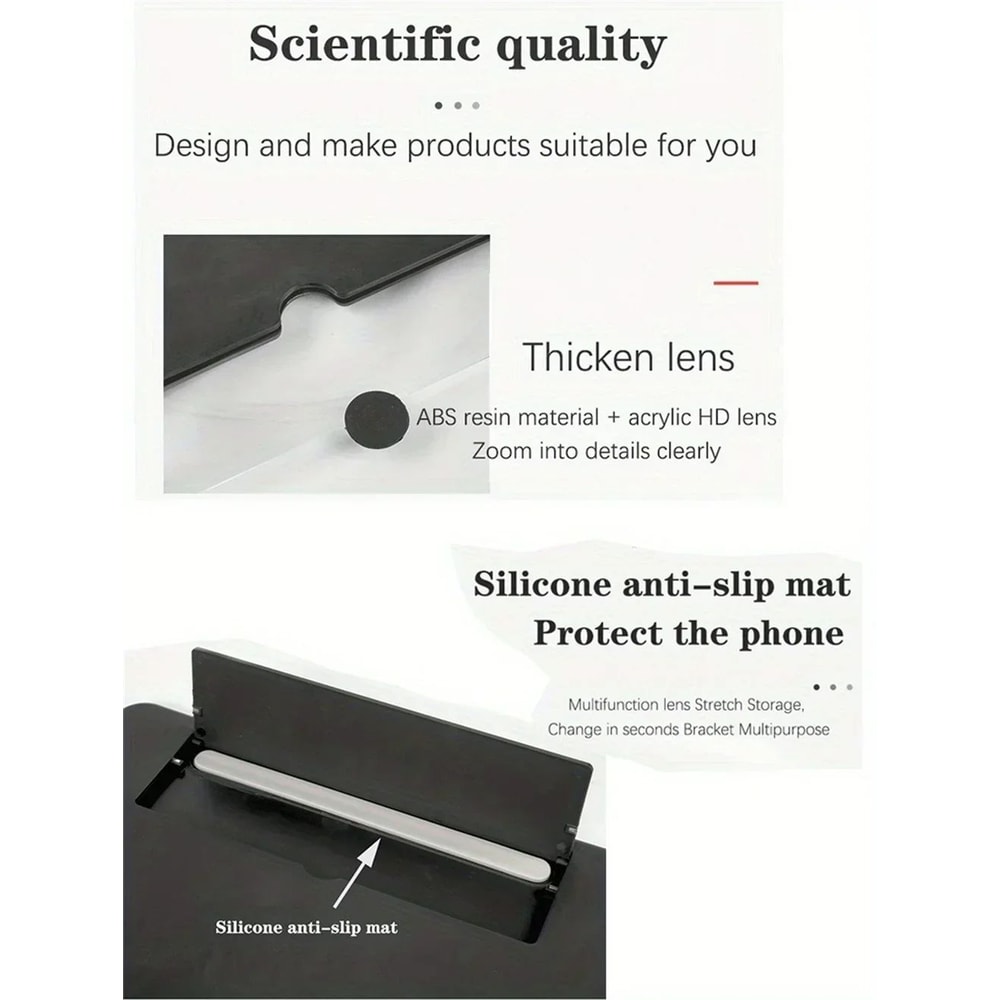 Phone Screen Magnifier Amplifier HD Video Magnifying Glass Folding Design For Smart Phone Bracket H