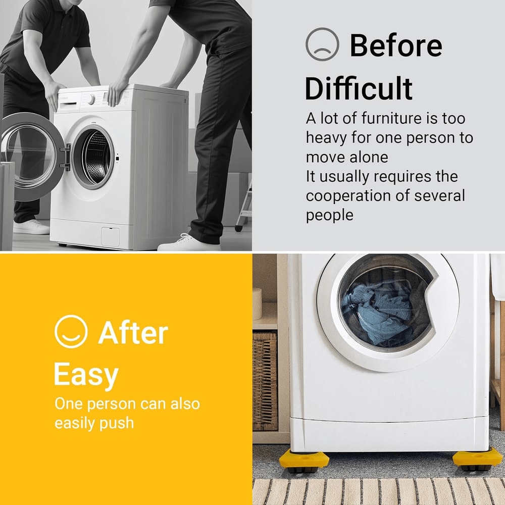 Heavy Duty Furniture Lifter with 4 Movable Wheels - High-Quality ABS Plastic & Steel, Red, Eliminates Back Pain