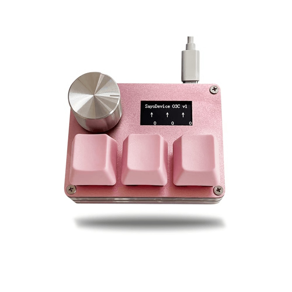 Magnetic pink hall switches on the SayoDevice OSU O3C keyboard offering a responsive typing experien