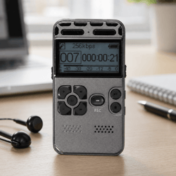 professional digital audio recorder with lcd display, rechargeable dictaphone & mp3 player