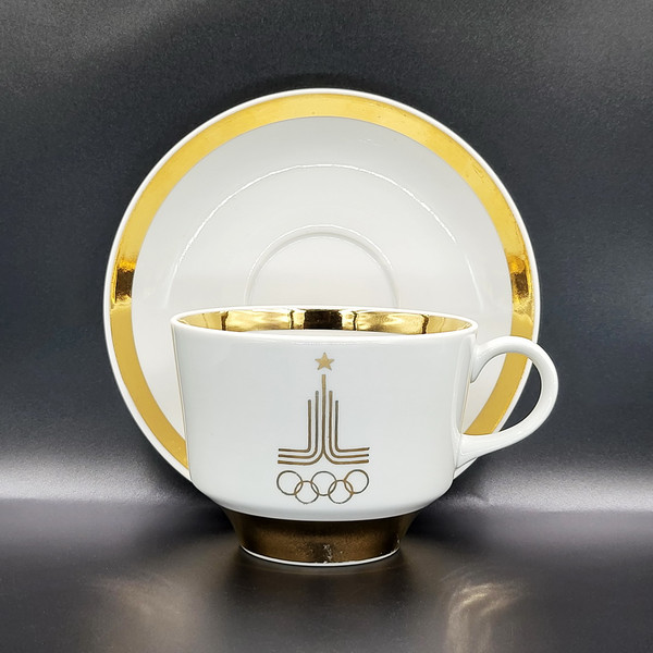 1 Vintage Porcelain Tea pair cup and saucer USSR Olympic Games in Moscow 1980.jpg