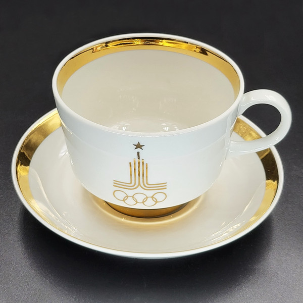 2 Vintage Porcelain Tea pair cup and saucer USSR Olympic Games in Moscow 1980.jpg