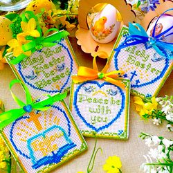 Set of 4 HOLY EASTER Ornaments cross stitch patterns PDF by CrossStitchingForFun, Instant download