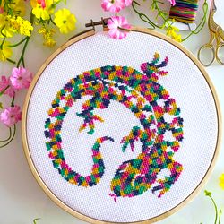 variegated salamander cross stitch pattern pdf by crossstitchingforfun instant download, variegated lizard cross stitch