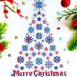 patriotic christmas tree cross stitch pattern pdf by crossstitchingforfun, instant download, usa patriotic cross stitch