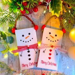 cheerful christmas snowmen duo cross stitch patterns pdf by crossstitchingforfun instant download
