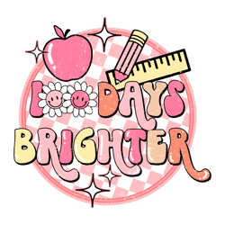 groovy 100 days brighter teacher appreciation png