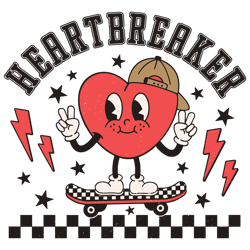 retro heart breaker happy valentines day svg