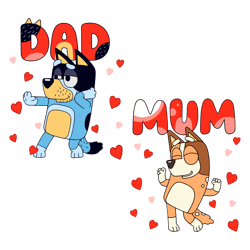 bluey mum dad valentine couple svg