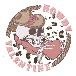 vintage howdy valentine skull skeleton svg