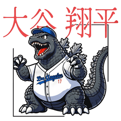 retro shohei ohtani godzilla png