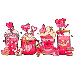 retro pink valentine coffee png