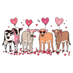 retro cow lover valentines day png