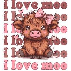 valentine highland cow western i love you png