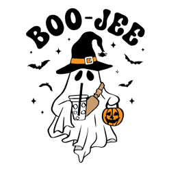 boo jee ghost with coffee svg boo jee ghost svg cute ghost svg iced coffee svg halloween svg