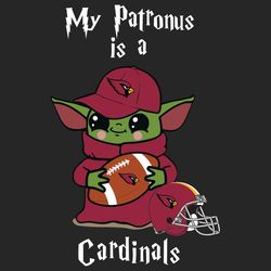 baby yoda my patronus is a cardinals svg