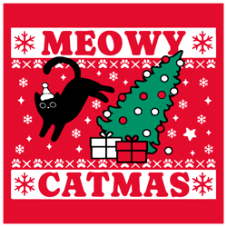 Funny Meowy Catmas Black Cat Christmas Tree SVG
