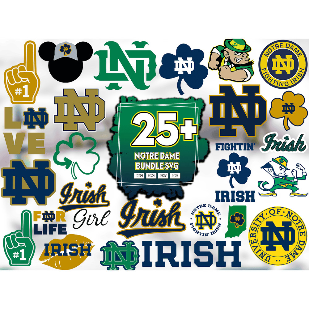 25 Files Notre Dame Bundle Svg, Sport Lovers Svg, Notre Dame Logo Svg.png