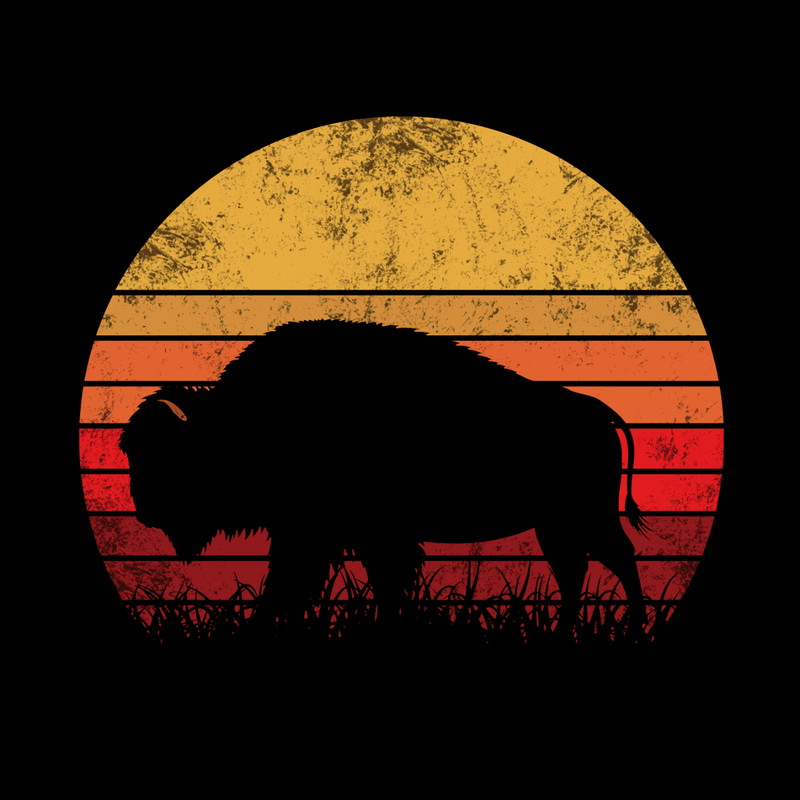 Retro American Bison Png American Bison Png Vintage Bison Png.png