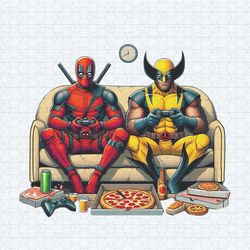 funny deadpool and wolverine playing game png