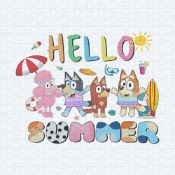 funny hello summer bluey trip png