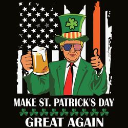 make st patricks day great again svg irish donald trump shamrock svg drink beer us flag