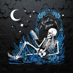 book lover read in peace skeleton png digital download