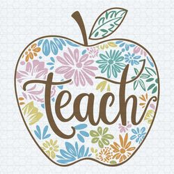 retro teach floral teacherboho apple png school svg