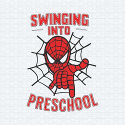 retro spiderman swinging into preschool svg