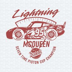 disney cars lightning mcqueen seven time piston cup champion svg