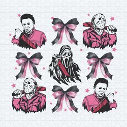 horror coquette pink bows killers png
