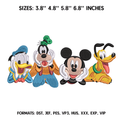mickey friends embroidery design file, mickey embroidery design, machine embroidery pattern.