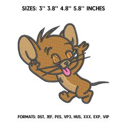 Jerry Embroidery Design File, Tom and Jerry Embroidery Design, Machine embroidery pattern.