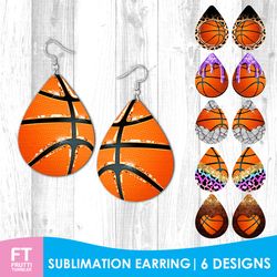 Basketball Earring Sublimation Design, Teardrop Earring Bundle PNG, Sport Earring Design, Basketball Mom Sublimation