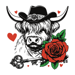 highland cow rose valentine svg: a unique love symbol