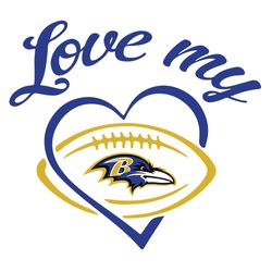 Baltimore Ravens Love Heart Football SVG