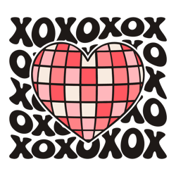 retro valentine xoxo heart svg