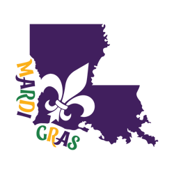 Louisiana Mardi Gras American Map SVG